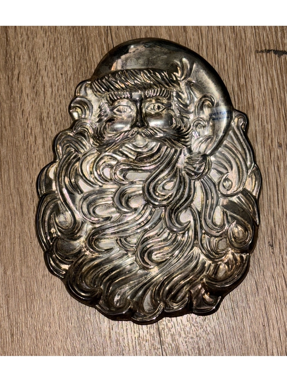 Vintage metal Santa Claus dish Christmas box Ai